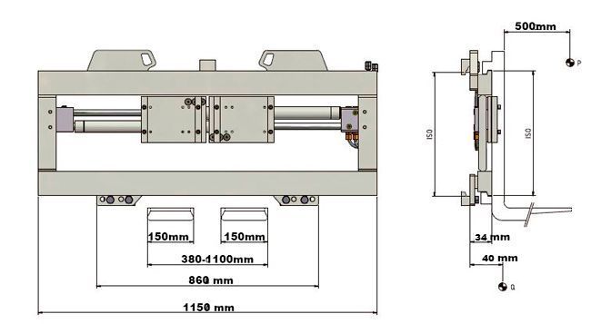 Forche con spostamento laterale FEM3 5000kg di larghezza 1150mm